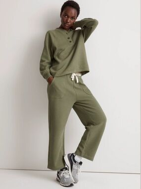 Madewell Textured Waffle Straight Sweatpants XL Faded Palm